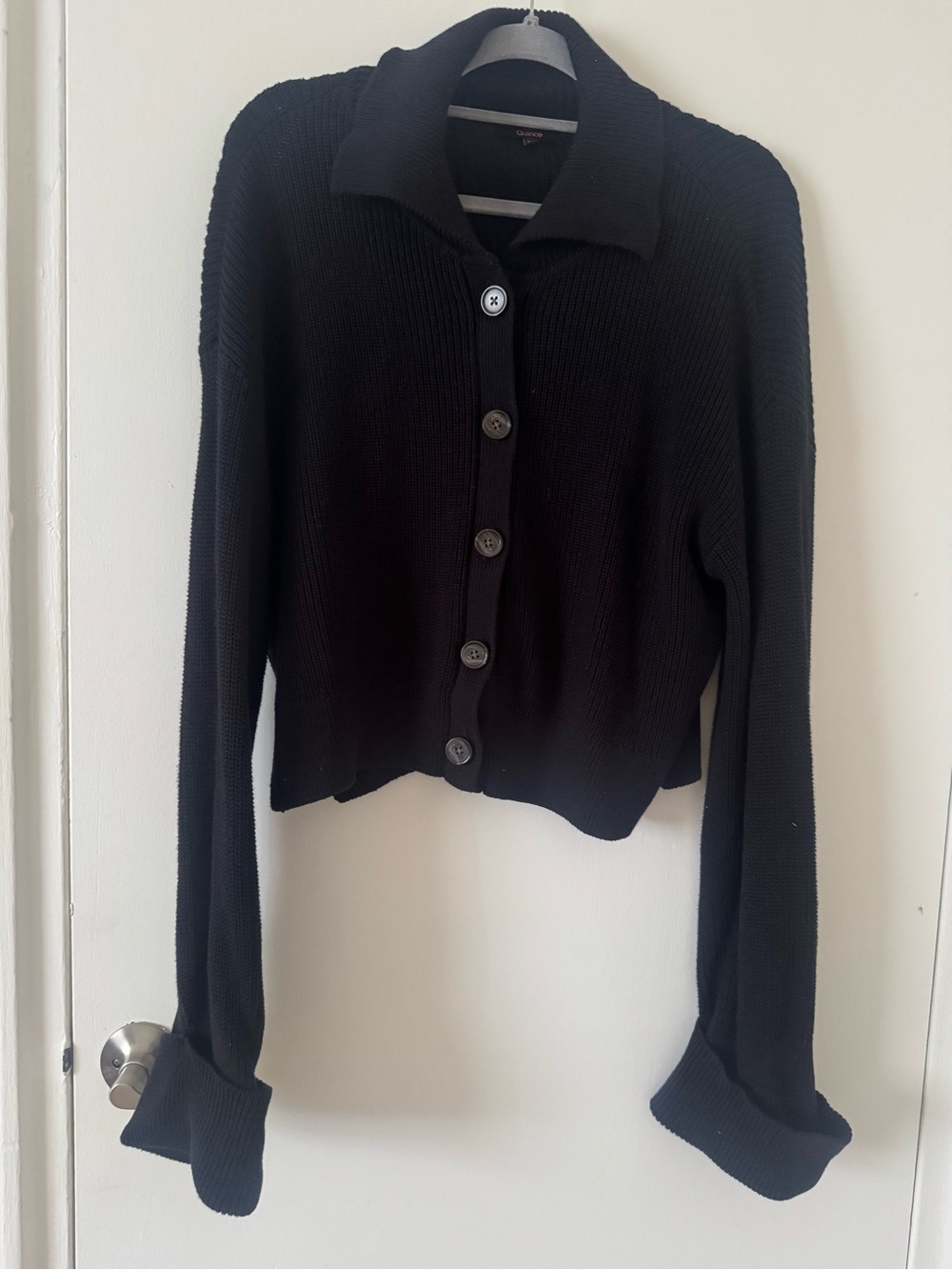 Quince Black Button-Front Women's Sweater Cardigan